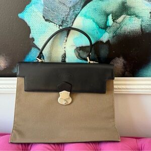 Vintage Italian Black and Tan Tote Bag